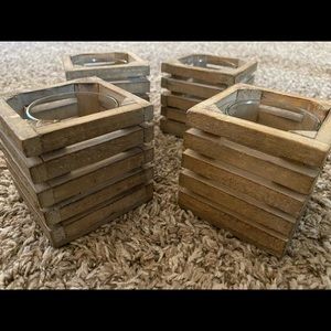 Set of 4 wooden square votives